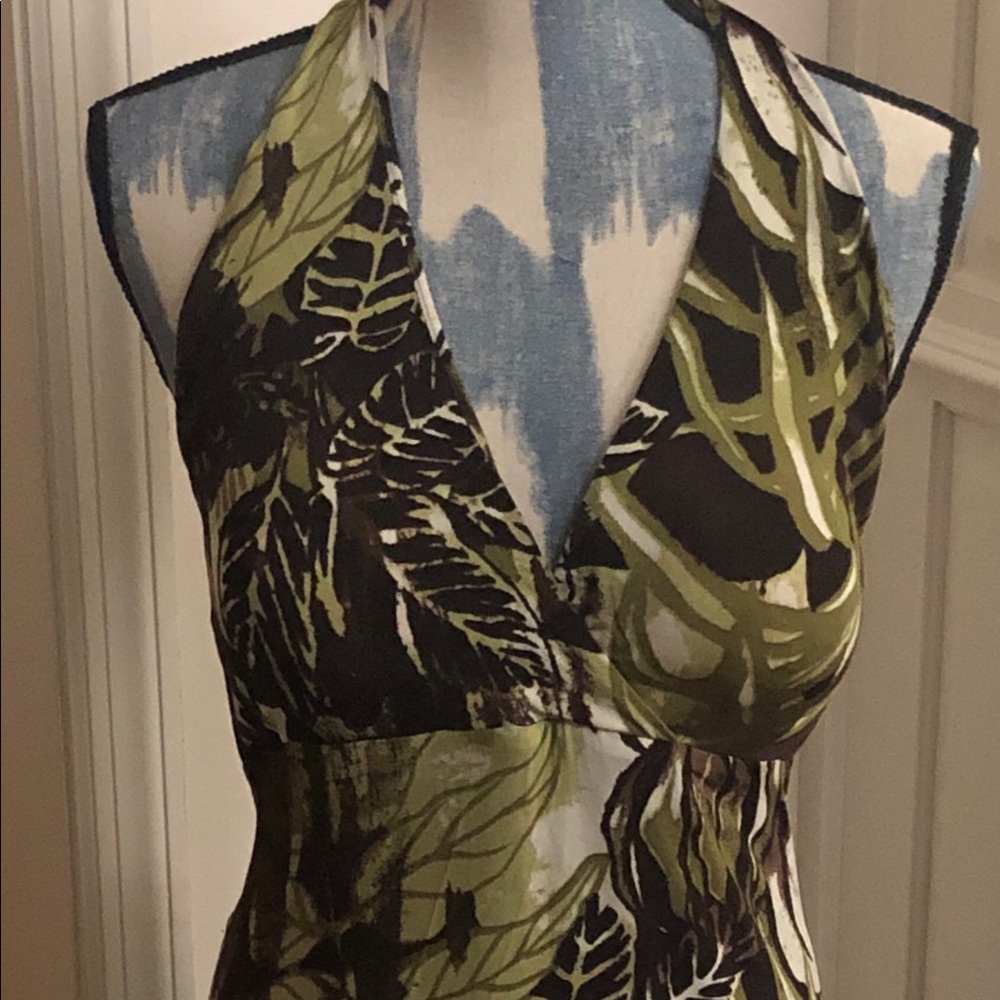 Karen Kane Halter-Style "Jungle" Maxi Dress EUC